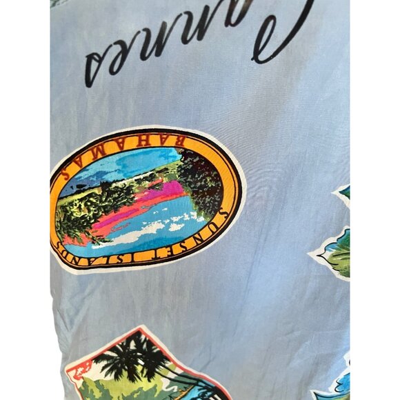 Carole Little Womens Silk Button-Up Shirt Dress 14 Island Prints Long Sleeve 80s - Picture 15 of 16